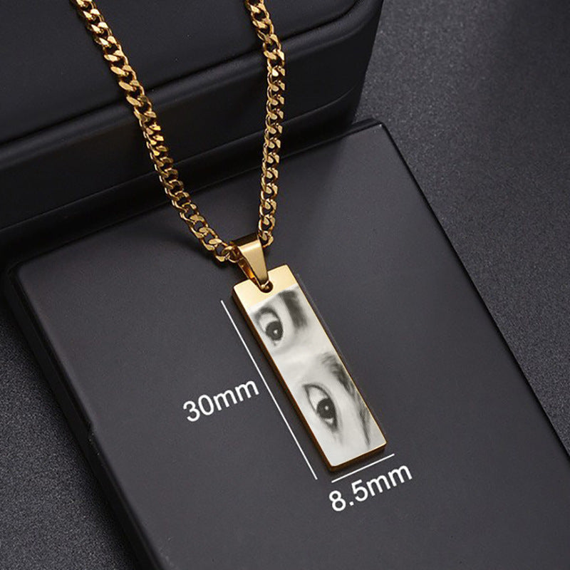 Custom Eyes Photo Necklace Stainless Stee Customized Engrave Eye Necklaces Personalized Picture Name Picture Name Necklace Kids