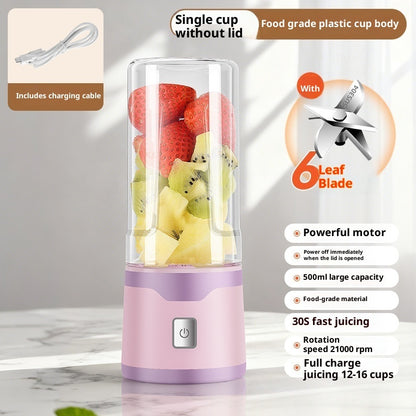 Multifunctional Rechargeable Electric USB Juicer Cup Double Cup Handheld Mixer Cup 500 ML Blending Juice Cup Outdoor