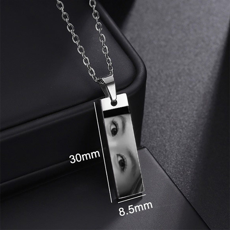 Custom Eyes Photo Necklace Stainless Stee Customized Engrave Eye Necklaces Personalized Picture Name Picture Name Necklace Kids