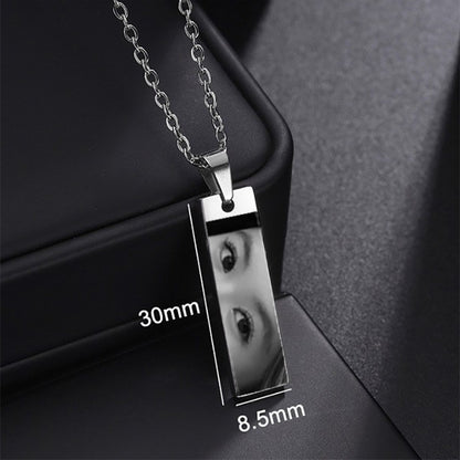Custom Eyes Photo Necklace Stainless Stee Customized Engrave Eye Necklaces Personalized Picture Name Picture Name Necklace Kids