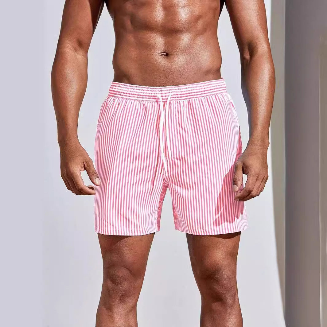 Men's 3D Striped Print Shorts Summer Casual Lightweight  Beach pants