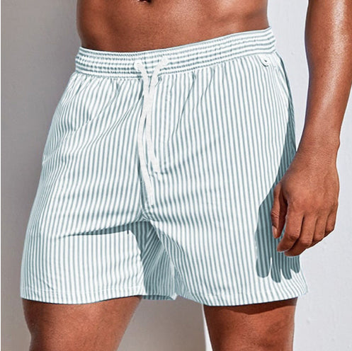 Men's 3D Striped Print Shorts Summer Casual Lightweight  Beach pants