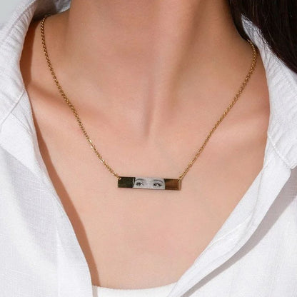Custom Eyes Photo Necklace Stainless Stee Customized Engrave Eye Necklaces Personalized Picture Name Picture Name Necklace Kids
