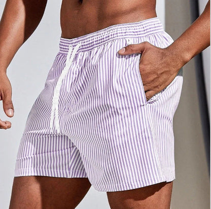 Men's 3D Striped Print Shorts Summer Casual Lightweight  Beach pants