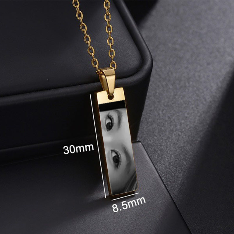Custom Eyes Photo Necklace Stainless Stee Customized Engrave Eye Necklaces Personalized Picture Name Picture Name Necklace Kids