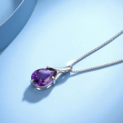 Sterling Silver S925 Pendant Vintage Amethyst Elegant Women's Jewellery