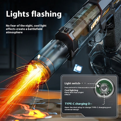 LED Lights Electric Water Guns Children Simulated Shooting Recoil Powerful Automatic Water Spray Gun Kids Summer Outdoor Toys