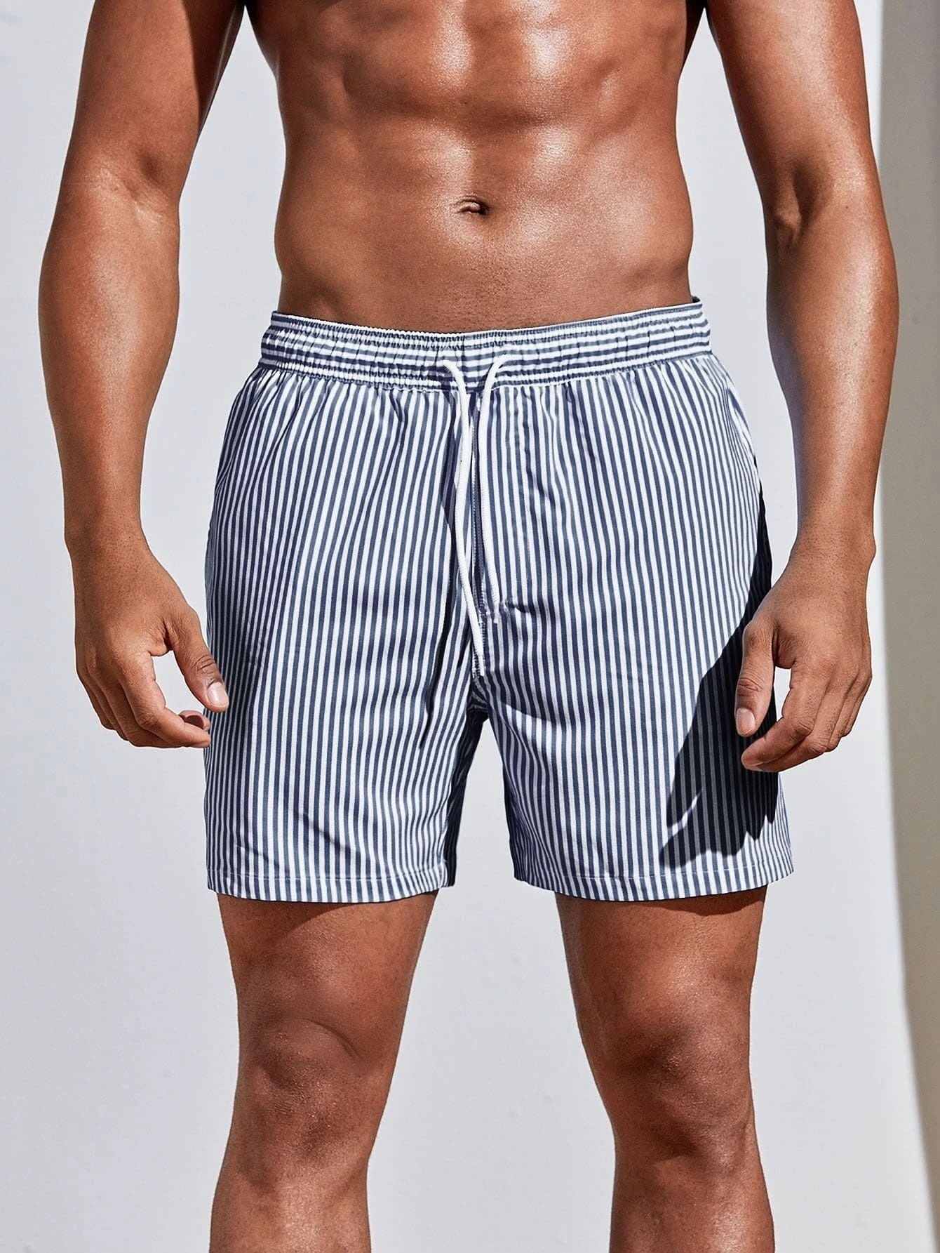 Men's 3D Striped Print Shorts Summer Casual Lightweight  Beach pants