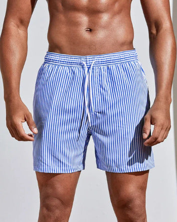 Men's 3D Striped Print Shorts Summer Casual Lightweight  Beach pants